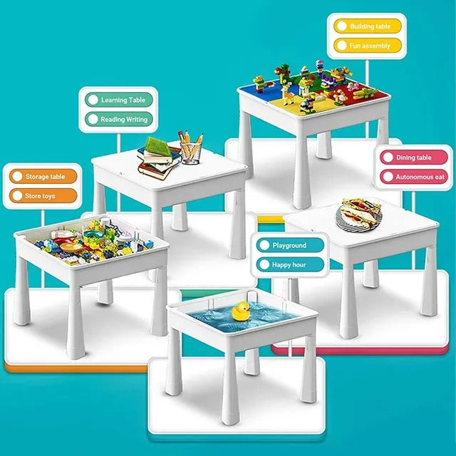 Little Story 4-in-1 Activity Block Table with 350 Blocks – Extra Large