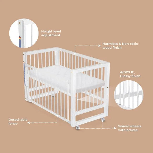 Teknum Prism 4-in-1 Convertible Crib with Mattress – White
