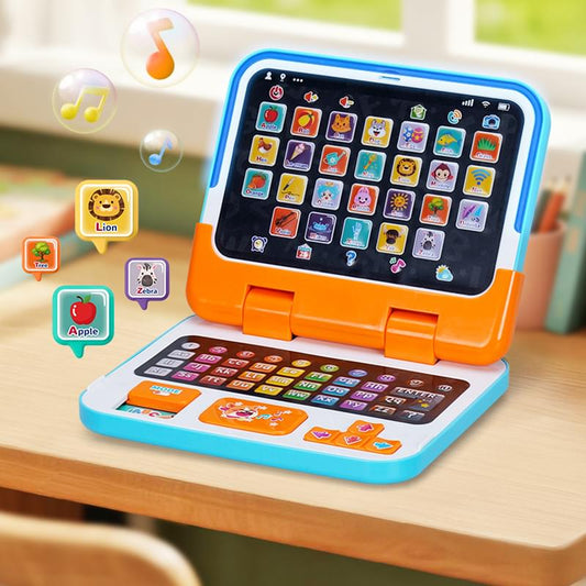 Richgv - 2-in-1 Kids Educational Learning Laptop & Tablet with Lights, Music & Interactive Activities - Blue