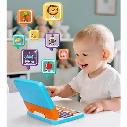 Richgv - 2-in-1 Kids Educational Learning Laptop & Tablet with Lights, Music & Interactive Activities - Blue