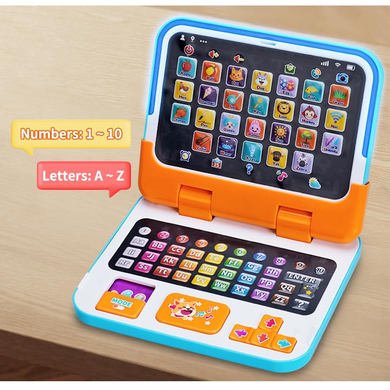 Richgv - 2-in-1 Kids Educational Learning Laptop & Tablet with Lights, Music & Interactive Activities - Blue