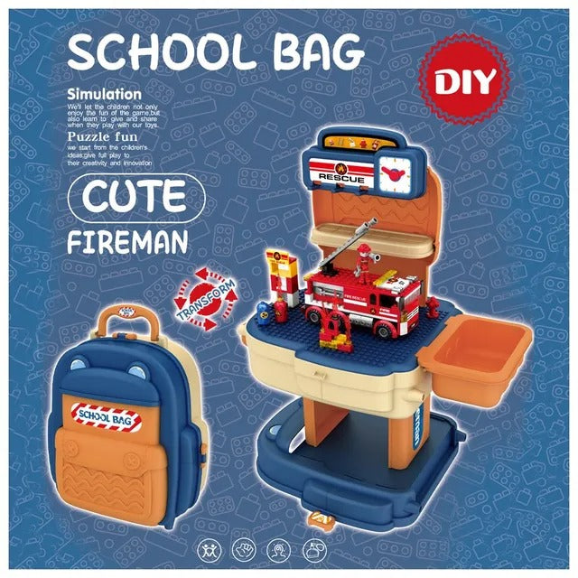 Little Story Fire Station With Fire Truck & Block Toy Set – 223pcs