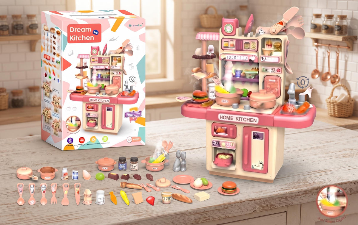 Dream Kitchen DIY - Home Kitchen Pretend Play Set with Cooking Accessories - 30 cm