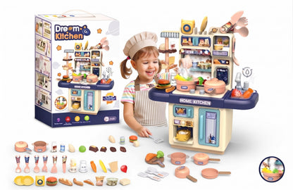 Dream Kitchen DIY - Mini Dream Kitchen Pretend Play Set with Lights, Sounds, Steam Stove & Accessories - 63 Pcs