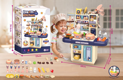 Dream Kitchen DIY - Mini Dream Kitchen Pretend Play Set with Lights, Sounds, Steam Stove & Accessories - 63 Pcs