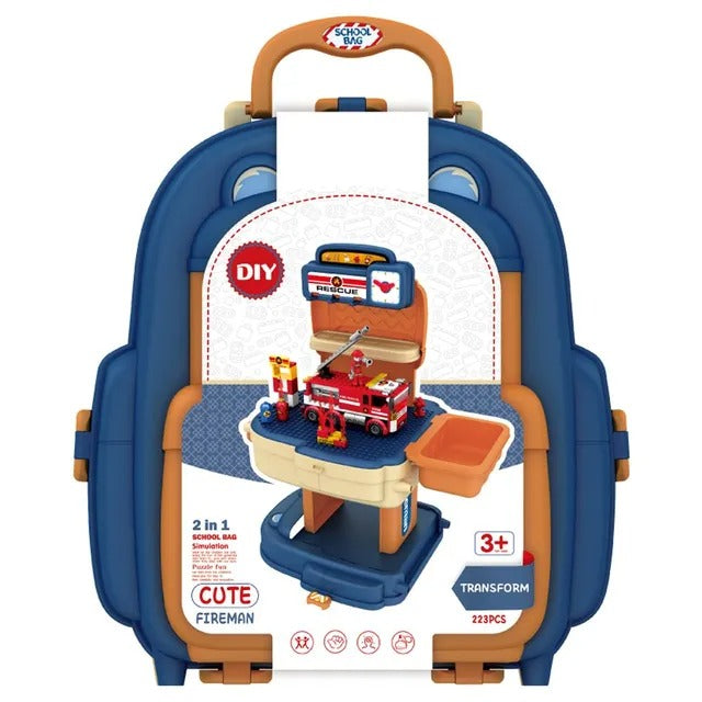 Little Story Fire Station With Fire Truck & Block Toy Set – 223pcs