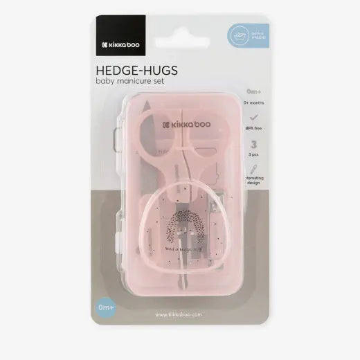 Kikkaboo - Hedge Hugs Baby Manicure Kit - Pink - 3 Pc Set