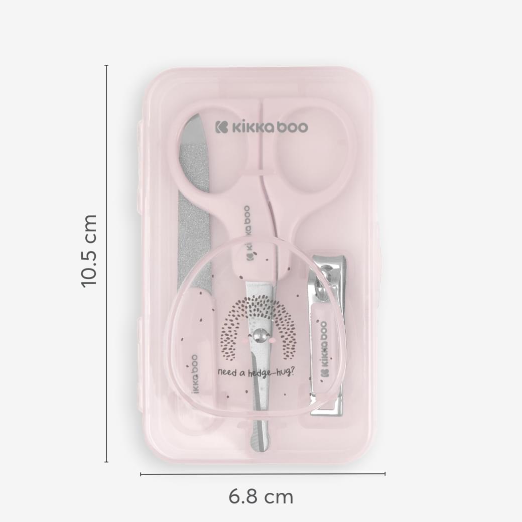 Kikkaboo - Hedge Hugs Baby Manicure Kit - Pink - 3 Pc Set