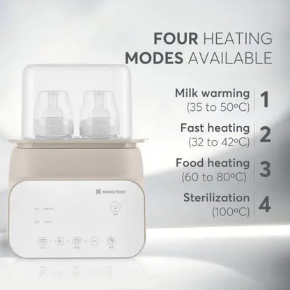 Kikkaboo - Handy 4-In-1 Double Baby Bottle Warmer & Sterilizer - Beige