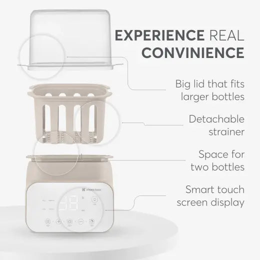 Kikkaboo - Handy 4-In-1 Double Baby Bottle Warmer & Sterilizer - Beige