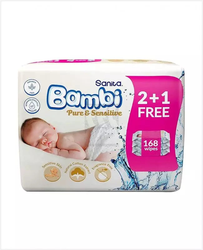 Sanita Bambi Pure & Sensitive Baby Wet Wipes, 168pcs