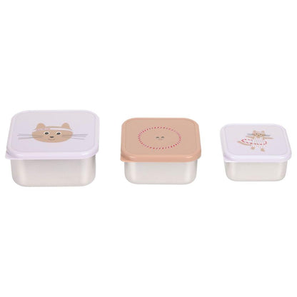 Lassig Snack Box Stainless Steel (Tiny Team Cat) - Pack of 3