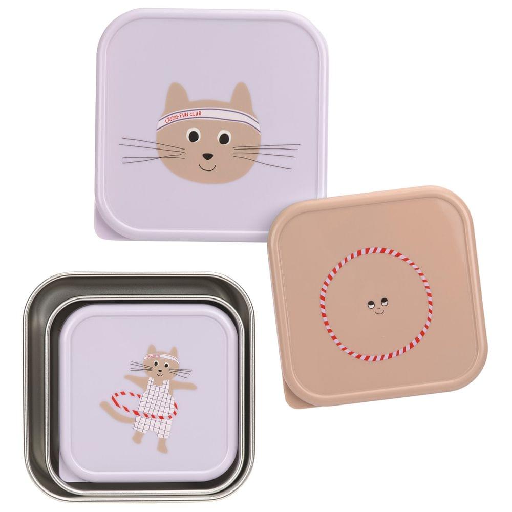 Lassig Snack Box Stainless Steel (Tiny Team Cat) - Pack of 3