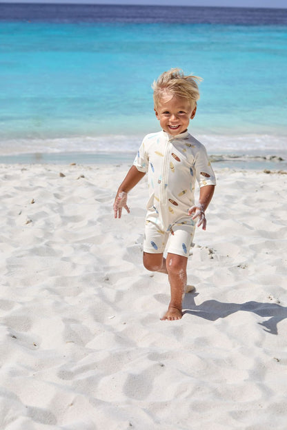 Lassig LSF Short Sleeve Sunsuit (Surfboards Sea Salt)