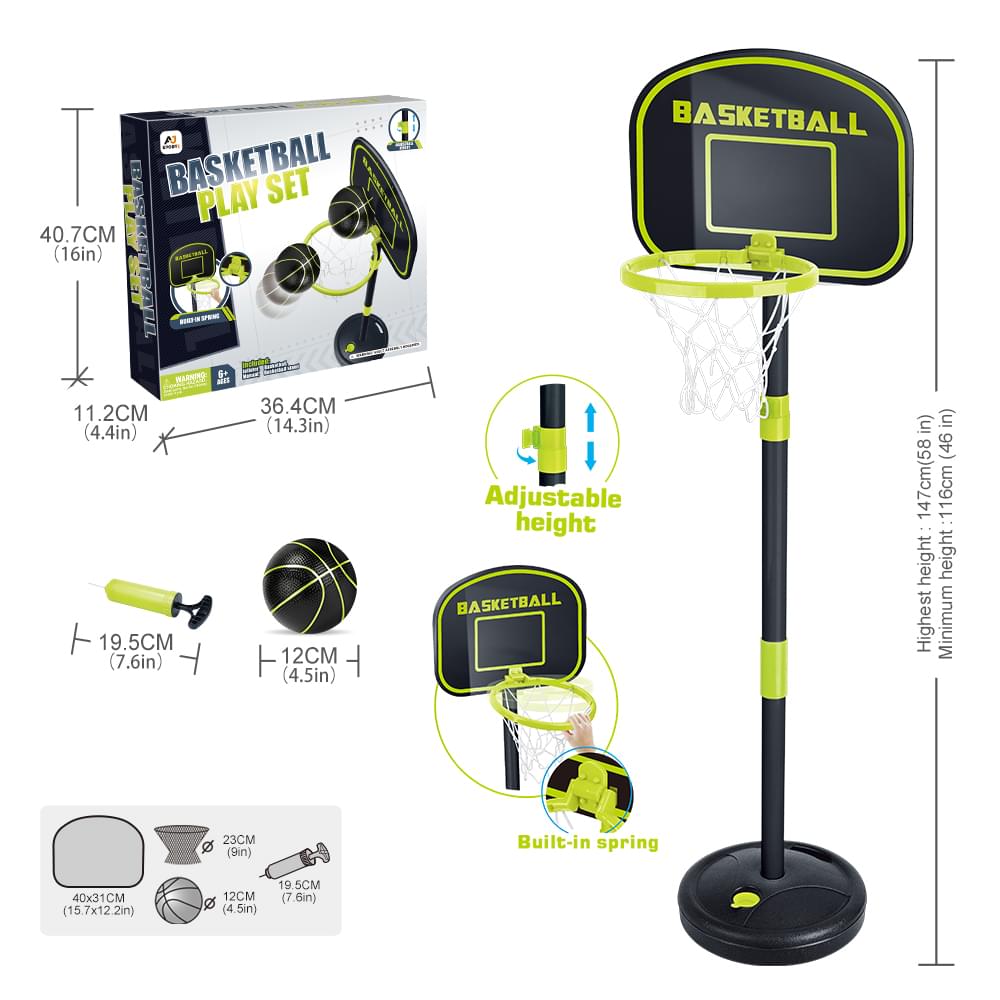 Aojie Sport - Kids Adjustable Basketball Hoop Set with 4.5-Inch Ball