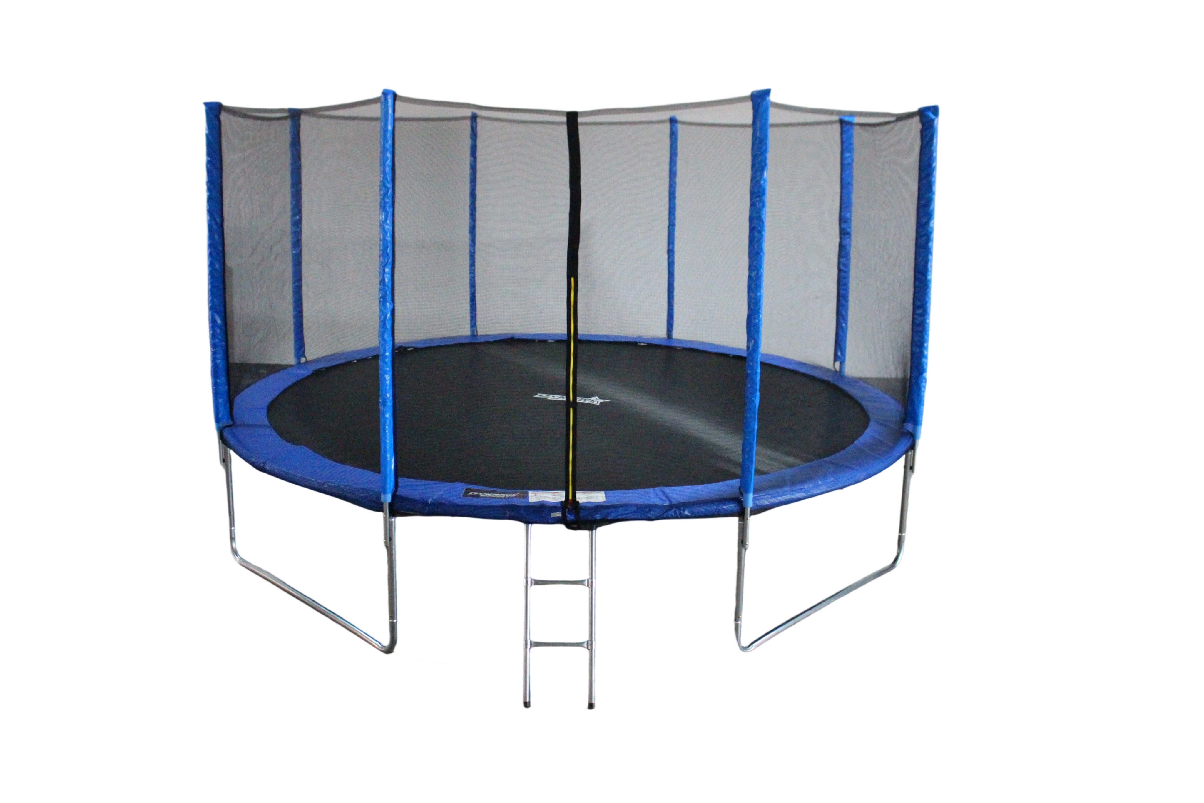 Fun Jump 12 Ft Blue Trampoline With Outside Short Pole Safety Net and Ladder