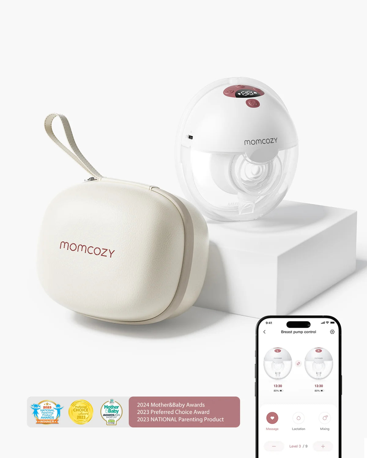 Momcozy M5 Smart Wearable Breast Pump – Upgraded with App Control (Grey)