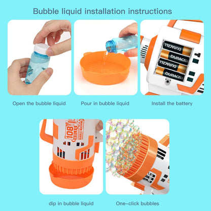 Little Story Bubble Machine Battery Operated Gun With Light/Bubble Maker (108 Holes)