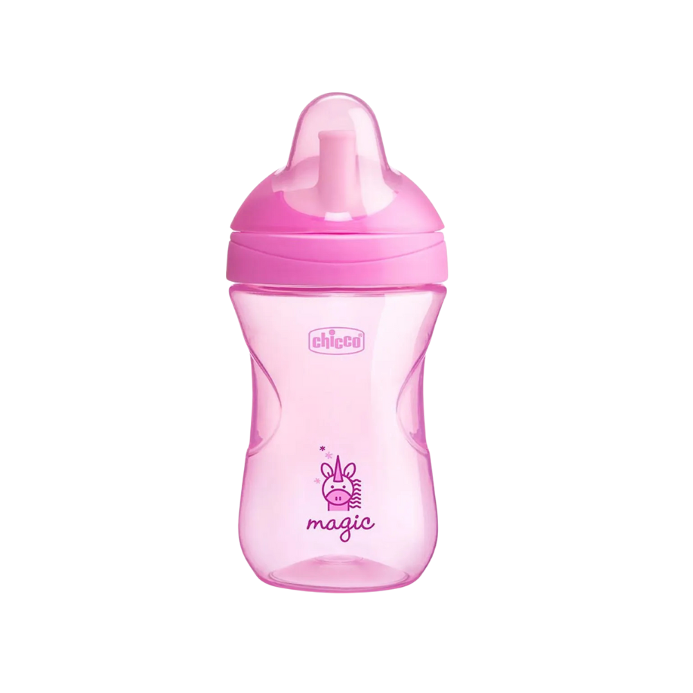 Chicco Advanced Cup 266 ml Baby Bottle Cup 12+ Months for Learning to Drink, Drinking Glass with Straw, Ergonomic Spout and Easy Sips Valve, BPA