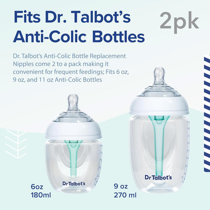 Dr. Talbot's Soft Flex Easy Latch Bottle Feeding Nipples (Slow Flow) - Pack of 2