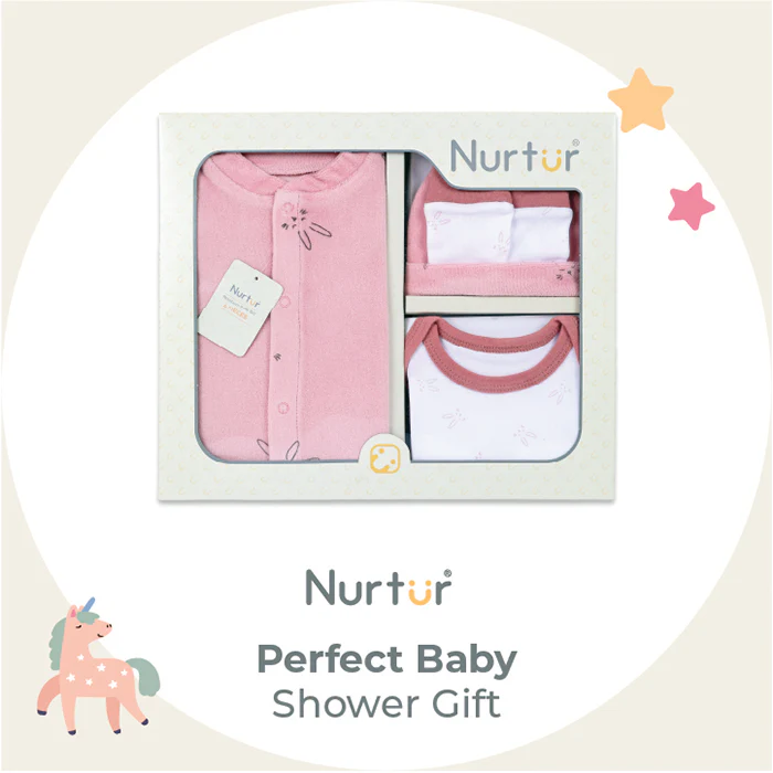 Nurtur 4-Piece Newborn Gift Set - Cotton Sleeper & Bodysuit