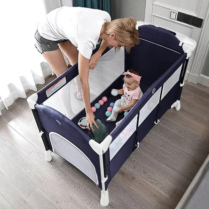 Teknum 4-in-1 Baby Co-Sleeper Bassinet & Playpen – Navy