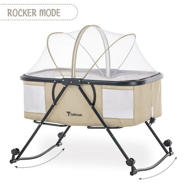 Teknum 3-in-1 Baby Cot, Cradle With Mosquito Net – Ivory