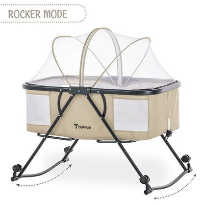 Teknum 3-in-1 Baby Cot, Cradle With Mosquito Net – Ivory