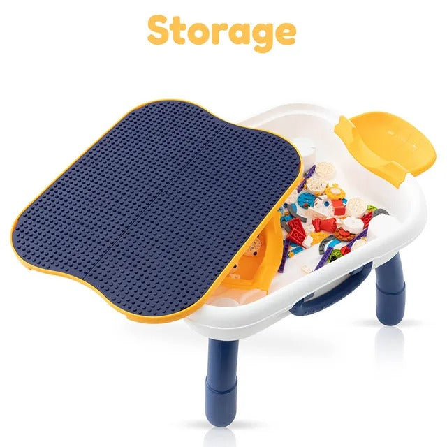 Little Story 4-in-1 Block Activity Table With Blocks – Blue
