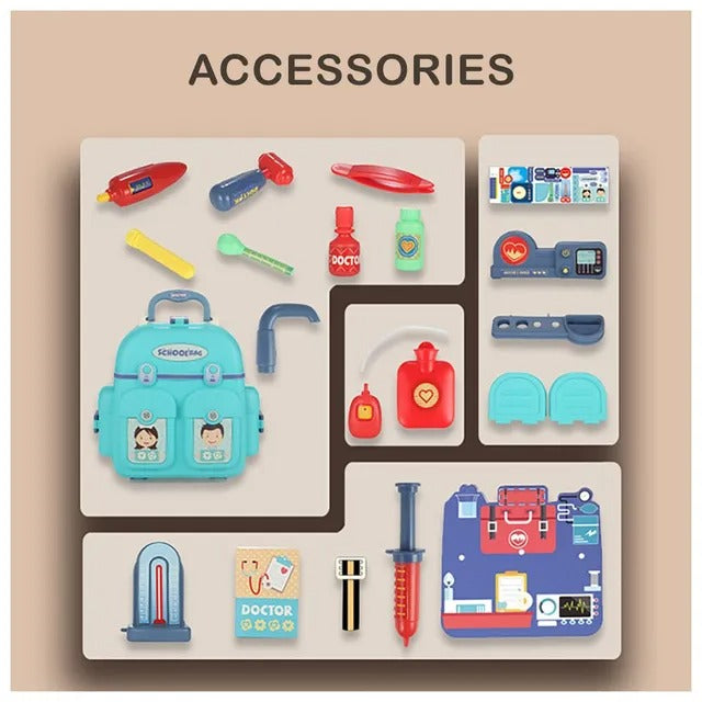 Little Story Role Play Clinic Toy Set School Bag – 23pcs, Blue