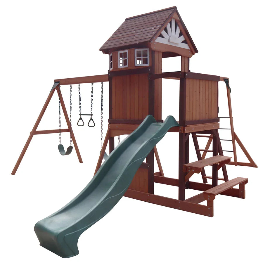 Mountpeak Vinson Massif Swing Set & Playhouse With Wooden Roof