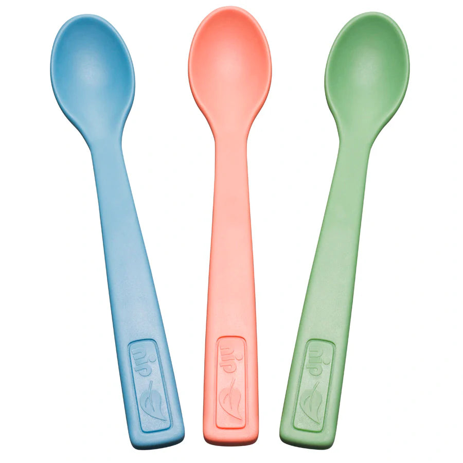 Nip Bio Based Plastic Multicolor Soft Tip Baby Feeding Spoon Set - (Pack of 3)