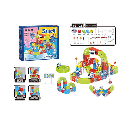 Stitch - 143-Piece Magnetic Train Track Building Set with Anti-Gravity Train