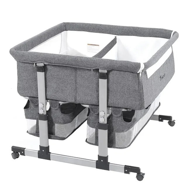 Teknum Twin Bedside Fellow Crib – Grey
