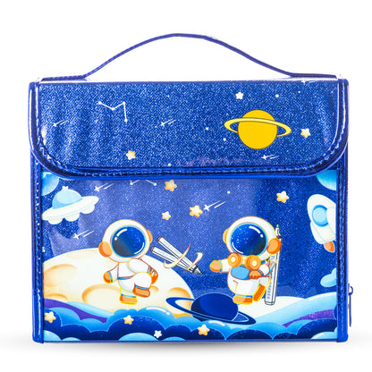 Eazy Kids - Space-Themed Art Supplies With Carrying Case Set - Blue.