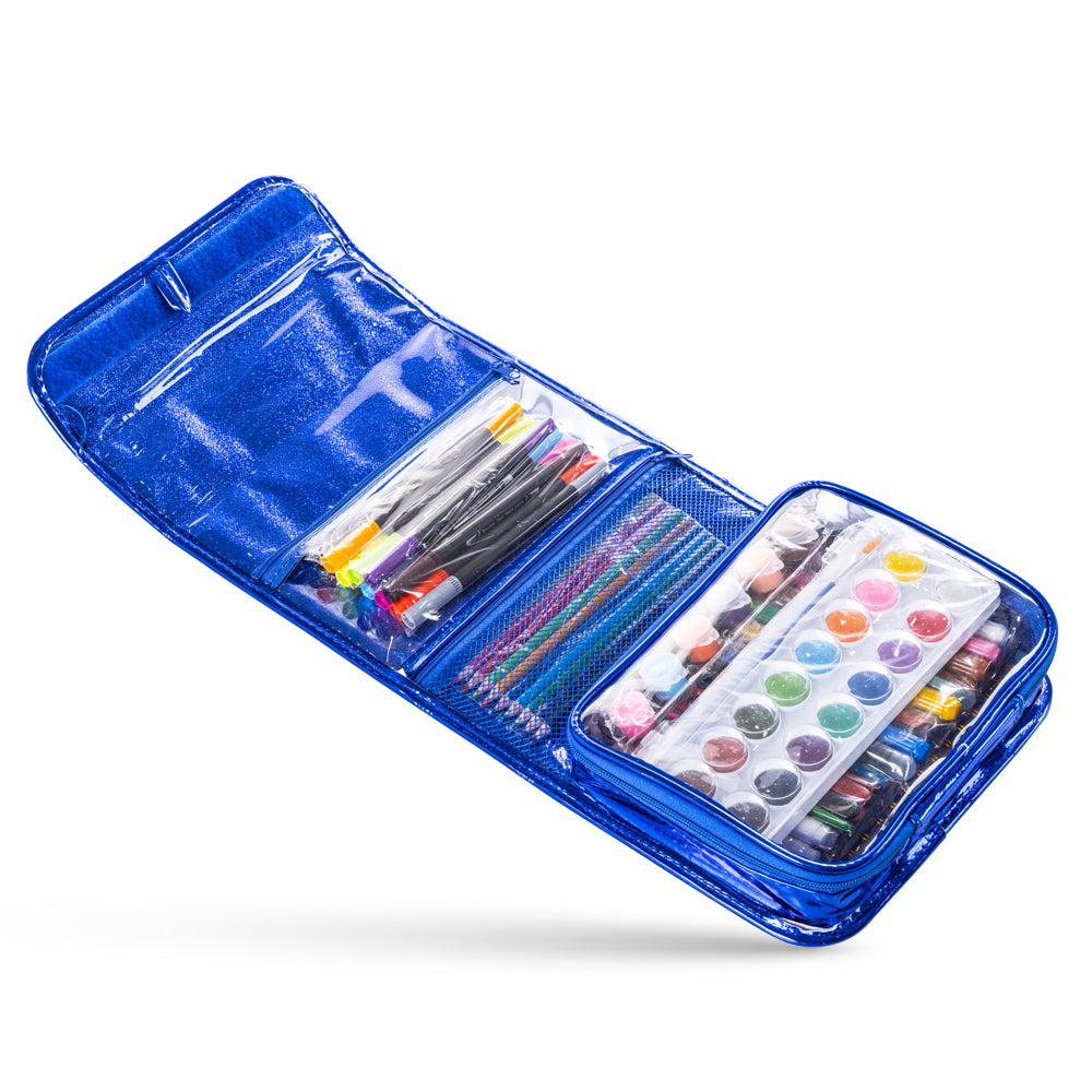 Eazy Kids - Space-Themed Art Supplies With Carrying Case Set - Blue.