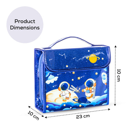 Eazy Kids - Space-Themed Art Supplies With Carrying Case Set - Blue.