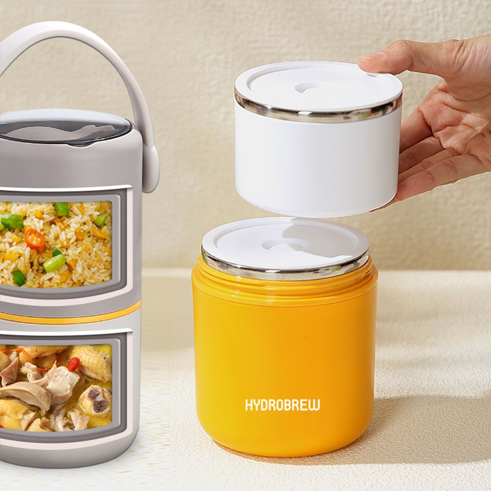 Hydrobrew Double Decker Steel Lunch Box With Folding Spork