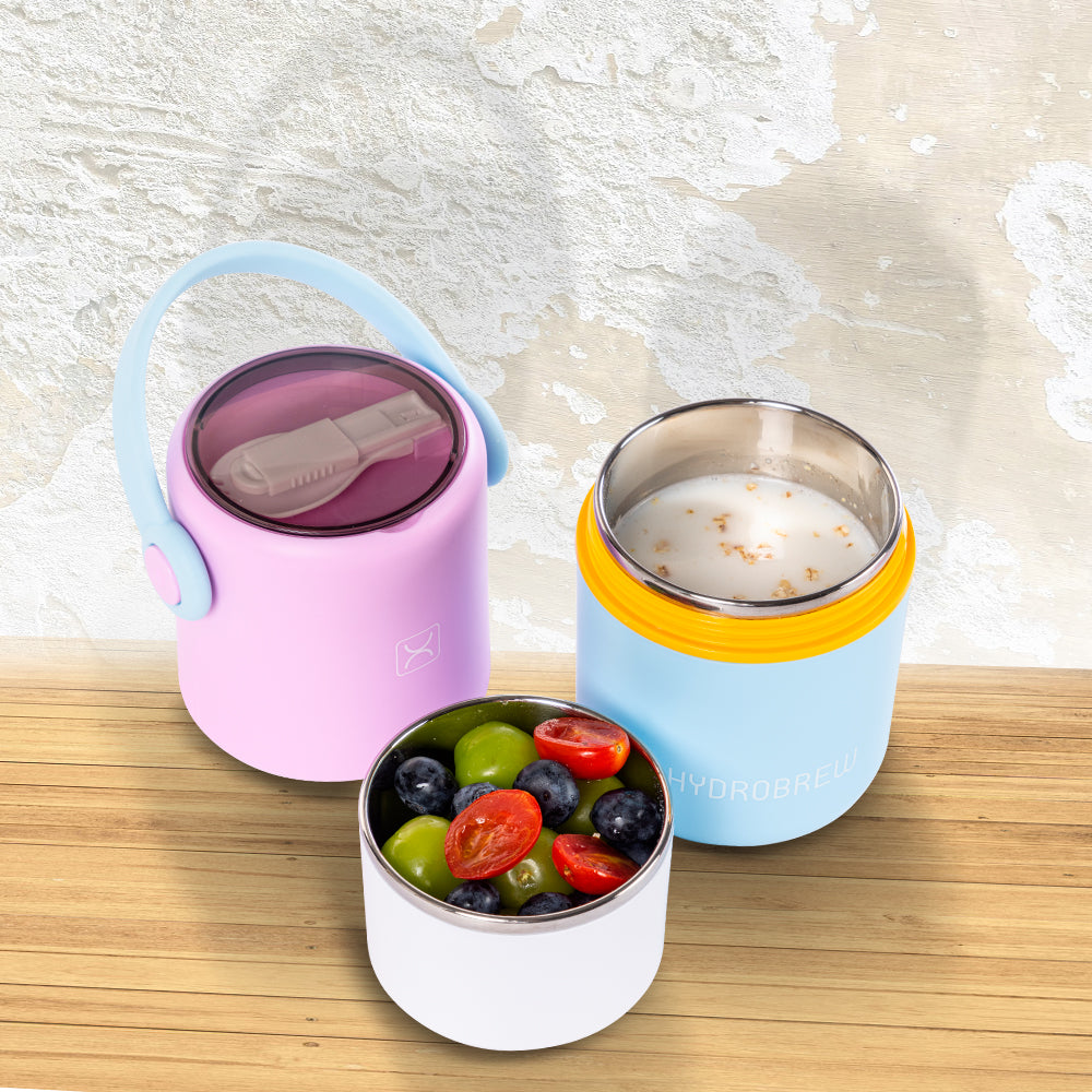 Hydrobrew Double Decker Steel Lunch Box With Folding Spork