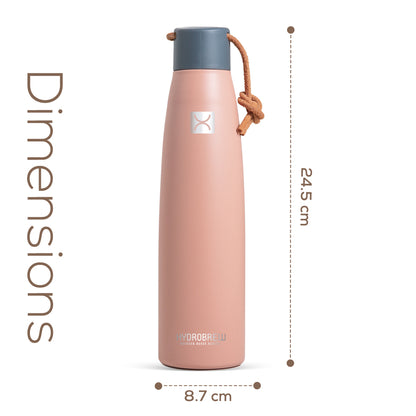 Hydrobrew Vacuum Insulated Water Bottle (500ml, Pink)