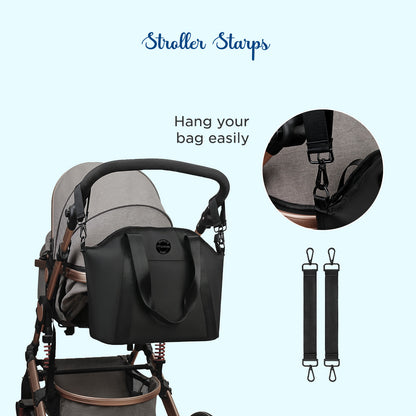 Little Story Onyx Diaper Bag with Stroller Straps (Black)