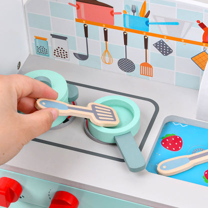 Little Story Wooden Kitchen w/ Refrigerator and Accessories (Teal)