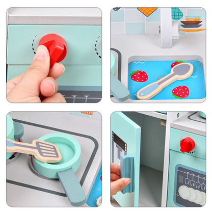 Little Story Wooden Kitchen w/ Refrigerator and Accessories (Teal)