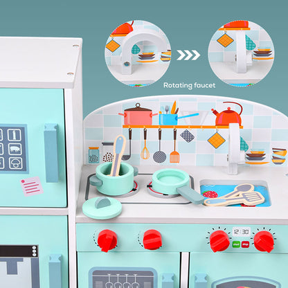 Little Story Wooden Kitchen w/ Refrigerator and Accessories (Teal)
