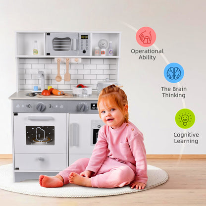 Little Story Wooden Kitchen With ccessories (Grey)