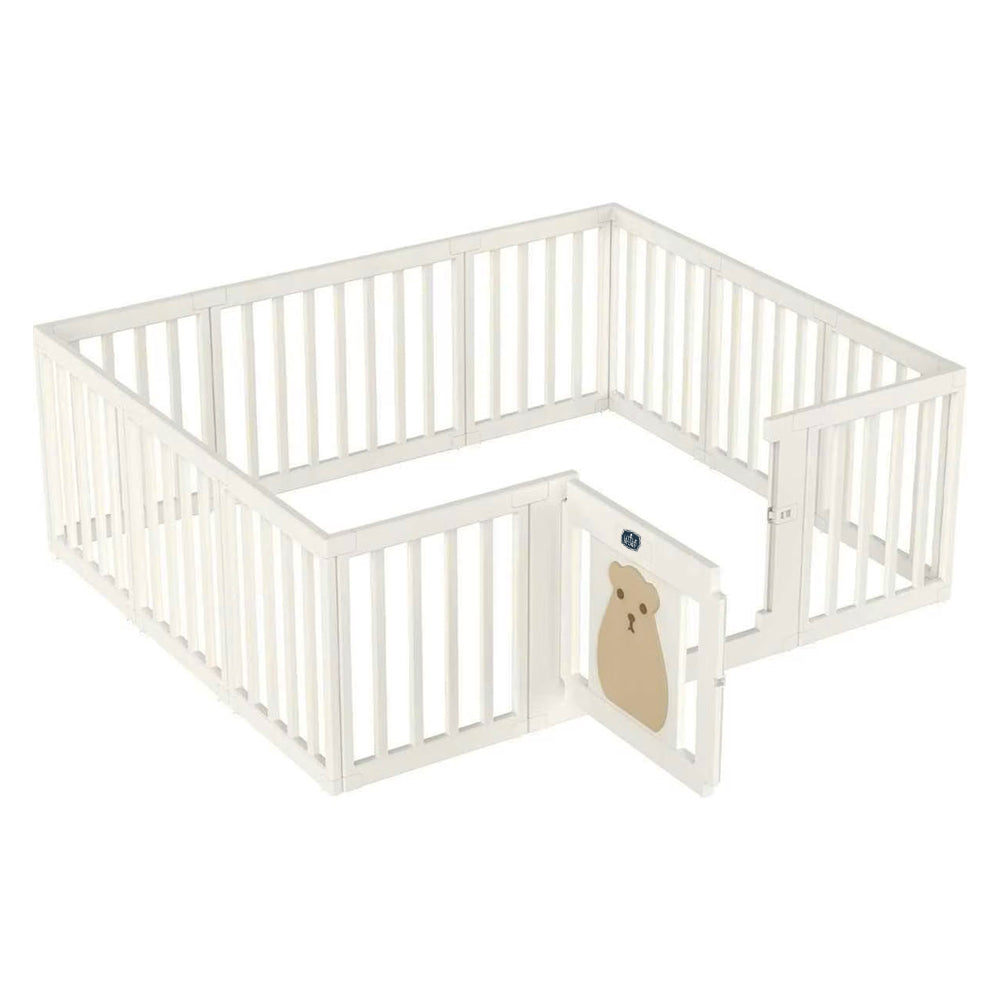 Little Story Bear Portable Playpen Baby White ( 10 Panel + 1 Big Panel + 1 Door)