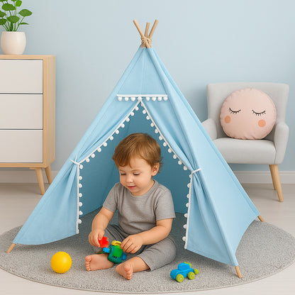 Little Story Canvas Foldable Tent and Teepee Playhouse (Blue)