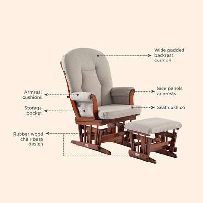 Teknum Deluxe Gliding Chair with Ottoman Set (Beige)