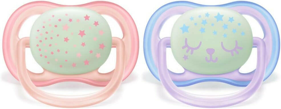 Philips Avent Ultra Air Soother Nighttime Glow, 0-6 months, 2-pack