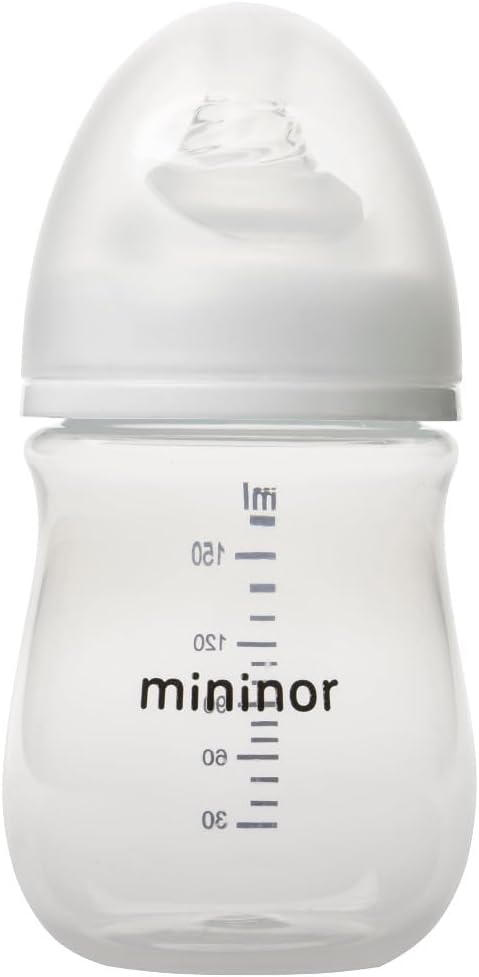 Mininor Anti-Colic Glass Baby Feeding Bottle, 0m+ (160ml)
